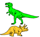 Dibujo Triceratops y tiranosaurios rex pintado por daniel.A