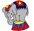 Dibujo Elefante actuando pintado por circo