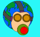 Dibujo Tierra con máscara de gas pintado por luisyjuliana