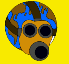 Dibujo Tierra con máscara de gas pintado por princess
