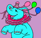 Dibujo Elefante con 3 globos pintado por KAREN