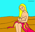 Dibujo Madre con su bebe pintado por ivan