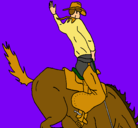 Dibujo Vaquero en caballo pintado por batman
