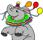 Dibujo Elefante con 3 globos pintado por Andrea