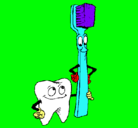Dibujo Muela y cepillo de dientes pintado por mariafernanda