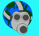 Dibujo Tierra con máscara de gas pintado por mayra