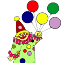 Dibujo Payaso con globos pintado por ferpunta