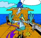 Dibujo Cigüeña en un barco pintado por reimi