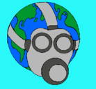 Dibujo Tierra con máscara de gas pintado por YERAL