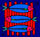 Dibujo Pescado a la brasa pintado por abram