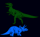 Dibujo Triceratops y tiranosaurios rex pintado por DANIEL