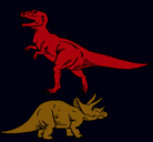 Dibujo Triceratops y tiranosaurios rex pintado por guadronruballos