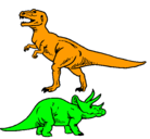 Dibujo Triceratops y tiranosaurios rex pintado por A.B.L