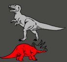 Dibujo Triceratops y tiranosaurios rex pintado por fernando