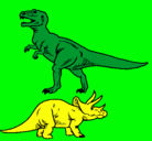 Dibujo Triceratops y tiranosaurios rex pintado por JOAQUIN
