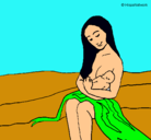Dibujo Madre con su bebe pintado por sara