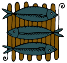 Dibujo Pescado a la brasa pintado por maia