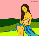 Dibujo Madre con su bebe pintado por Sandri