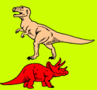 Dibujo Triceratops y tiranosaurios rex pintado por diegoandresperezcabello