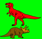 Dibujo Triceratops y tiranosaurios rex pintado por freddy
