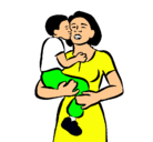 Dibujo Beso maternal pintado por axel