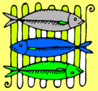 Dibujo Pescado a la brasa pintado por KAROR