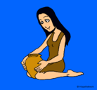 Dibujo Mujer y jarrón pintado por sara