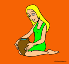 Dibujo Mujer y jarrón pintado por itzel