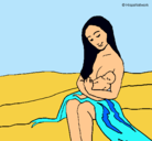 Dibujo Madre con su bebe pintado por maria.rn