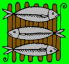 Dibujo Pescado a la brasa pintado por SANTIAGO