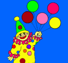Dibujo Payaso con globos pintado por ferpunta