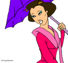 Dibujo Geisha con paraguas pintado por alicia