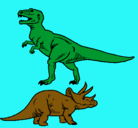 Dibujo Triceratops y tiranosaurios rex pintado por maxi