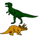 Dibujo Triceratops y tiranosaurios rex pintado por MANEL