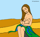 Dibujo Madre con su bebe pintado por snoopy