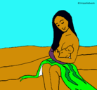 Dibujo Madre con su bebe pintado por luchajanonyrrina