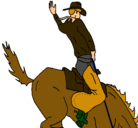 Dibujo Vaquero en caballo pintado por ga.ma