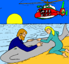Dibujo Rescate ballena pintado por mariajose