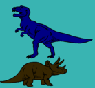 Dibujo Triceratops y tiranosaurios rex pintado por roooo