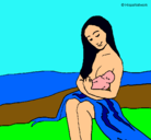Dibujo Madre con su bebe pintado por itzel