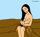 Dibujo Madre con su bebe pintado por MILU