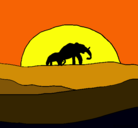 Dibujo Elefante en el amanecer pintado por Sergio