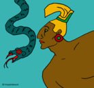 Dibujo Serpiente y guerrero pintado por yasminaypepe