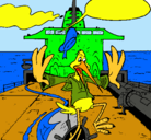 Dibujo Cigüeña en un barco pintado por catalinlalorca
