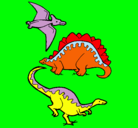 Dibujo Tres clases de dinosaurios pintado por EMIILIANO