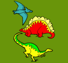 Dibujo Tres clases de dinosaurios pintado por victor11
