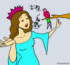 Dibujo Princesa cantando pintado por ella