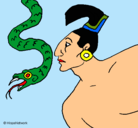 Dibujo Serpiente y guerrero pintado por sheila
