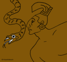 Dibujo Serpiente y guerrero pintado por 77..m-