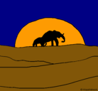 Dibujo Elefante en el amanecer pintado por duda